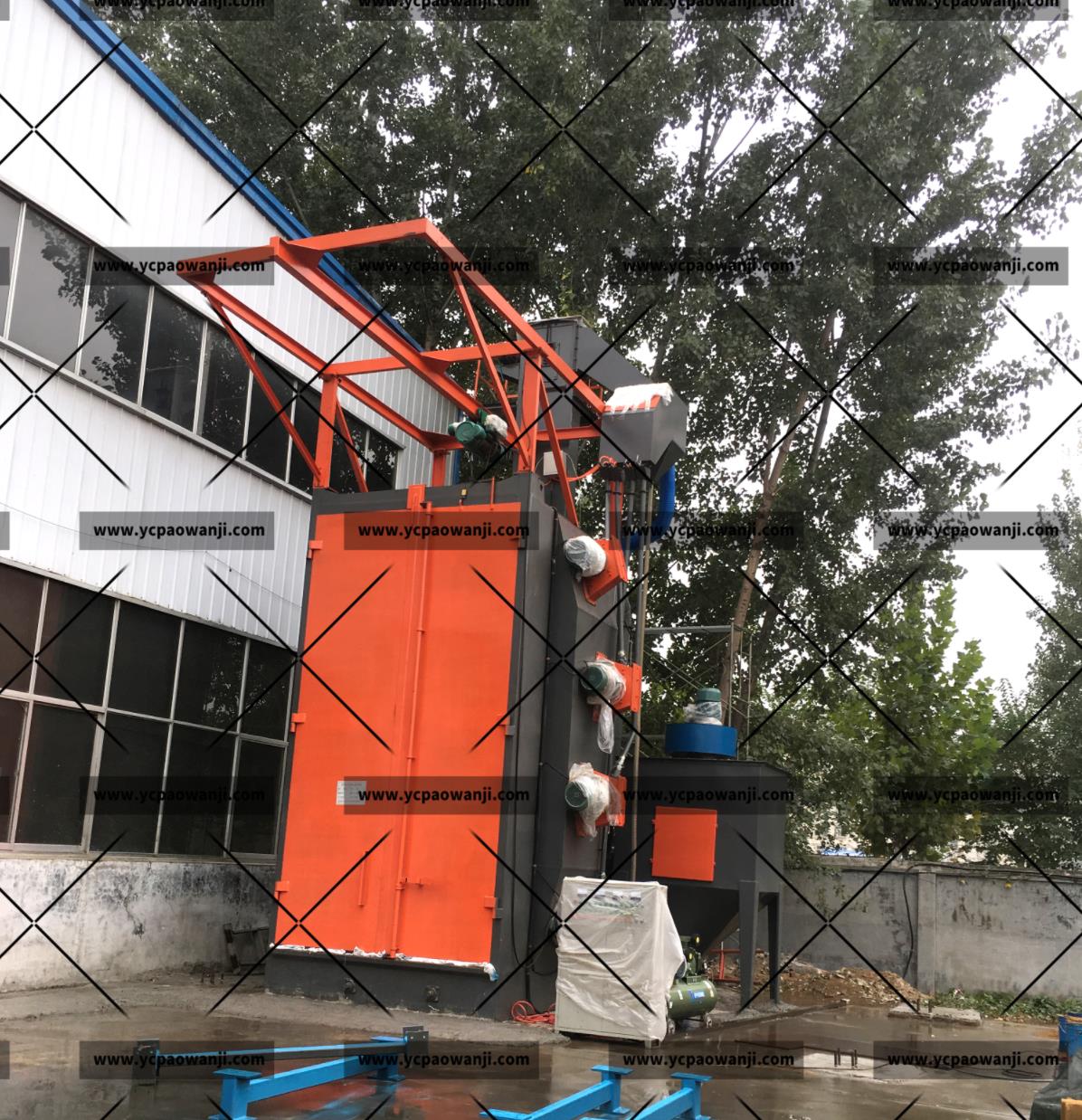 鹽城：Q37100吊鉤式拋丸機清理大型工件，重型工件效果